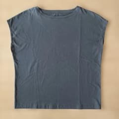 無印　天竺編みフレンチスリーブＴシャツ婦人Ｌ　チャコールグレー