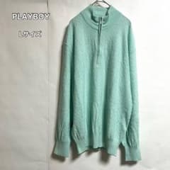 PLAYBOY プレイボーイ ハーフジップ ニット セーター ミントグリーン L