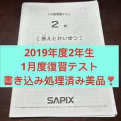 ⑲a 書き込処理済み サピックス SAPIX 1月度復習テスト 2年 美品 