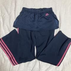 adidas 水玉模様パンツ ネイビー/ピンク スカート付きパンツ　ジャージのサムネイル
