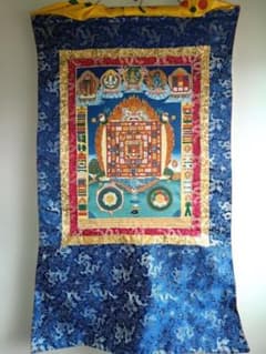 大型チベットタンカ　魔除け曼荼羅　肉筆精細画　密教　チベット医学 大型チベットタンカ 魔除け曼荼羅 肉筆精細画 密教 チベット医学