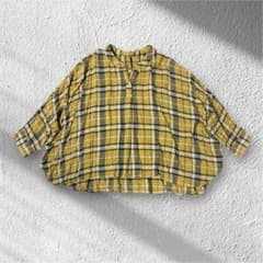 Heart Market チェック柄 シャツ ブラウス 七分袖 イエローのサムネイル