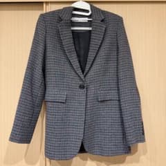 ZARA テーラードジャケット チェック エルボーパッチのサムネイル