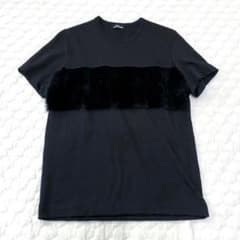 90s トリココムデギャルソン 半袖カットソー 切り替え ファー 黒