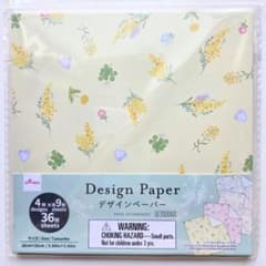 Mimosa, 36 sheets, design paper, floral pattern, Nordic style, Daiso
