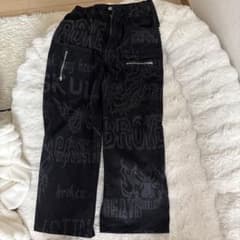 ROMWE ブラック プリントデニムパンツ Sのサムネイル