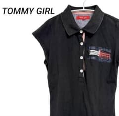 TOMMY GIRL 刺繍ロゴ入り ポロシャツ ブラック 半袖 S レディースのサムネイル