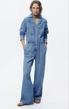 ZARA デニムジャンプスーツ デニムオールインワン　サロペット