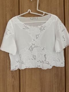 ZARA BASIC COLLECTION 刺繍 半袖トップス ホワイトのサムネイル