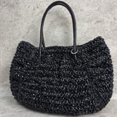 ✨美品✨ アンテプリマ トートバッグ リボン編み込み ビジュー ブラック 黒色 ✨美品✨ アンテプリマ トートバッグ リボン編み込み ビジュー