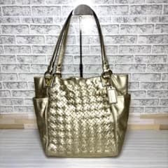 COACH コーチ Y2K トートバッグ ゴールド レザー 編み込み 肩掛け