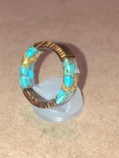 レジン&ウッドリング ターコイズ&ゴールドのサムネイル