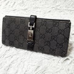 OLD GUCCI 長財布 ブラック グレー シマ gg - メルカリ