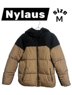 Nylaus ダウンジャケットバイカラー （ゴールドブラック）フード付きM 