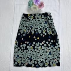 美品 ミナペルホネン glimmer スカート 水玉 ドット 裏地あり ネイビー 美品 ミナペルホネン glimmer スカート 水玉 ドット 裏地あり