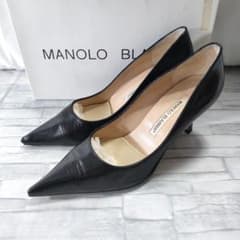 箱付き✨マノロブラニク レザーパンプス 黒 ポインテッドトゥ 38