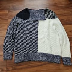 TOMMY HILFIGER　バイカラー ニット セーター ネイビー ホワイトのサムネイル