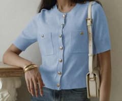 SHEIN ニットトップス　ベビーブルー XLのサムネイル