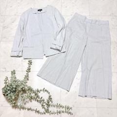 セオリー パンツスーツセットアップ リネン ノーカラー ワイド