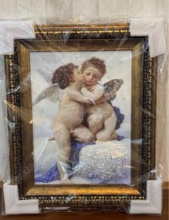 クリスタルアート 水晶画 アムールとプシュケ（キューピッド）額装 高級インテリア クリスタルアート 水晶画 アムールとプシュケ（キューピッド）額装