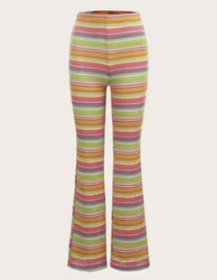 【新品未使用】SHEIN シーイン　レインボー　フレアパンツのサムネイル