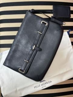 【美品】PELLE MORBIDA クラッチバッグ ネイビー(ストラップ付)のサムネイル