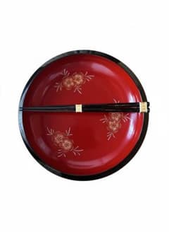 【未使用】輪島塗 菓子鉢＆お箸セット 沈金 桜 漆器 きしだ漆器店 共箱付のサムネイル