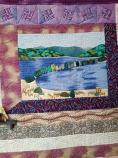 風景画 パッチワーク タペストリー ハンドメイド