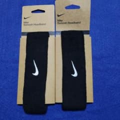 NIKE ナイキ スウッシュ ヘッドバンド ブラック 新品 2個セット - 2