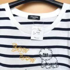 marble SUD 犬 刺繍 ストライプTシャツ