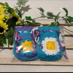 かぎ編みミニ巾着2個セット ミニポーチ ハンドメイド 男女兼用 化粧ポーチのサムネイル