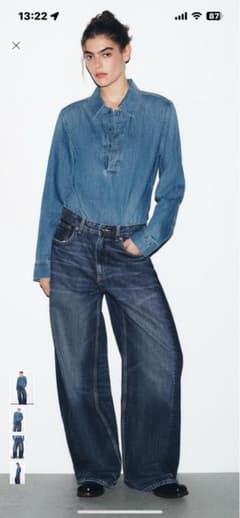 ZARA TRF ハイウエストバルーンオーバーサイズデニムパンツ EU44のサムネイル