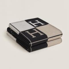 HERMES エルメス プレード ブランケット アヴァロンⅢ 黒 エクリュ 美
