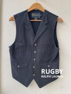 RUGBYラルフローレンラグビー ストライプベスト Sサイズ ネイビー