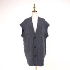 極美品】ブラミンク カシミヤ100% ケーブルニット ベスト 38 グレー 