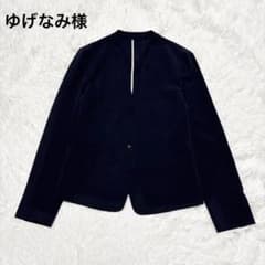 美品 オンワード樫山 ノーカラー パンツスーツ L 紺 セットアップ