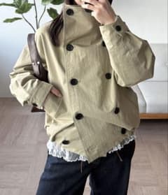 collar stand FREE カラーダブルブレストショートブルゾン MUHET double スタンドカラーダブル / coat short breasted ジャケット・アウター