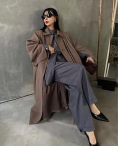 Ameri vintage オーバーサイズ ロングコート ブラウン - メルカリ