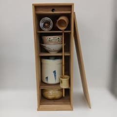 ☆茶道具セット 木製収納棚付き 抹茶碗 茶筅 水指 - メルカリ