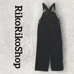 オーバーオール つなぎ オールインワン カジュアル 長ズボン (M) ブラック