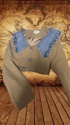 森ガール コート ブラウン デニム生地 ヴィンテージ