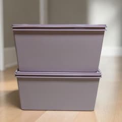 タッパーウェア ロングスーパーケース ピンクグレー　2個セット タッパーウェア ディープスーパーケース 2個セット ピンク - メルカリ