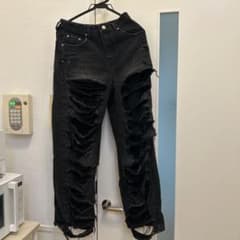 ROCKCAKE ダメージデニムパンツ ブラック XSのサムネイル