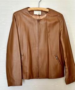 美品　自由区　ラムレザー ジャケット　大きいサイズ　サイズ44 大草直子 美品 自由区 ラムレザー ジャケット 大きいサイズ サイズ44 大草