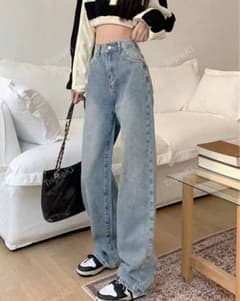 ライトブルーワイドレッグデニムパンツ sheinのサムネイル
