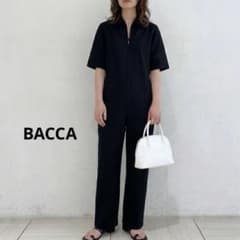 美品 BACCA バッカ フロントジップ オールインワン ジャンプスーツ 黒34 美品 BACCA バッカ フロントジップ オールインワン ジャンプスーツ 黒