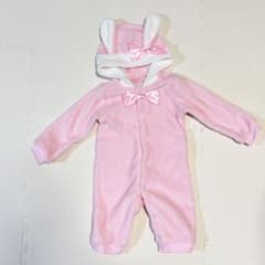 うさぎ耳付きロンパース ピンク 80cmのサムネイル