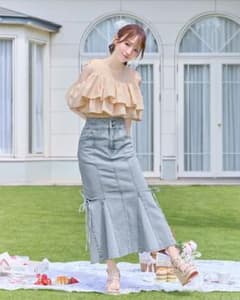 ミシェルマカロン　マーメイドデニムスカート　ライトブルー　フリーサイズ ミシェルマカロン マーメイドデニムスカート ライトブルー