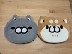 ボンレス犬とボンレス猫　クッション　顔型　座布団のサムネイル