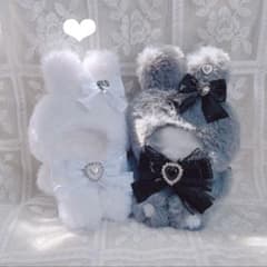 b.78 ぬい服 12cm ちびぐるみ 着ぐるみ おすわり 白黒 たれうさセット b.212 ぬい服 12cm ちびぐるみ 着ぐるみ おすわり 白 うさぎ - メルカリ